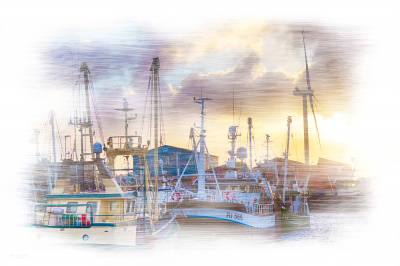 9399 - Hvide Sande fishing boats - art line