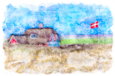 10127 - Summerhouse and Dannebrog - Art version