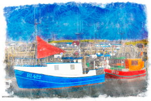 10129 - Fishing boats in Hvide Sande havn - Art version