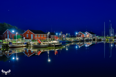 10407 - Ringkøbing havn by night with reflections