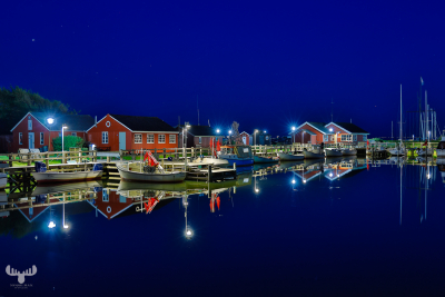 10407 - Ringkøbing havn by night with reflections