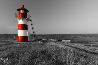 10459 - Grisetå Odde Fyr Lighthouse, background B/W