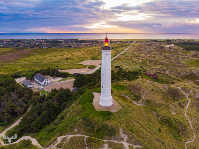 10740 - Nr.Lyngvig fyr lighthouse view to Ringkøbing Fjord