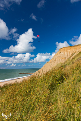 12105 - Bovbjerg Klint cliffs with paraglider