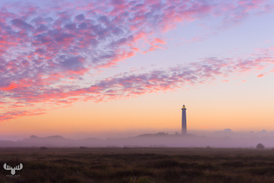 10965 - Nr.Lyngvig lighthouse in fog, Hvide Sande