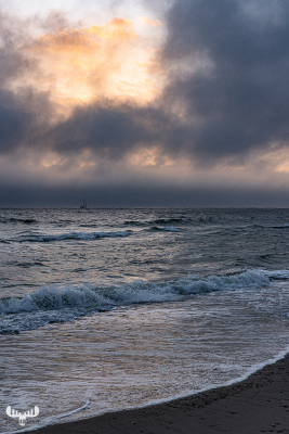 11449 - Sailing boat on North Sea at sunset