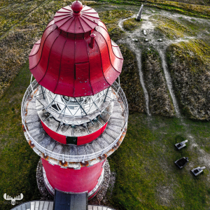 11683 - Bovbjerg Fyr lighthouse with drone from the top