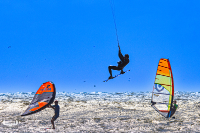 11710 - North Sea windsurfing in Hvide Sande - jumping surfer