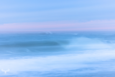 11727 - Nr.Lyngvig North sea in foggy, soft sunset colors - waves III