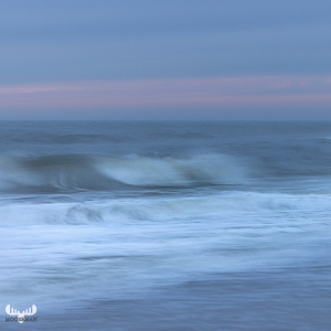 11730 - Nr.Lyngvig North sea in foggy, soft sunset colors - wave