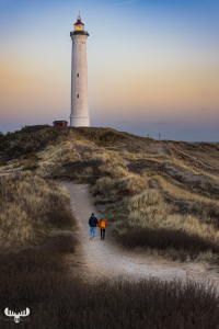 11826 - Nr.Lyngvig Fyr lighthouse with pastel color sunset and p