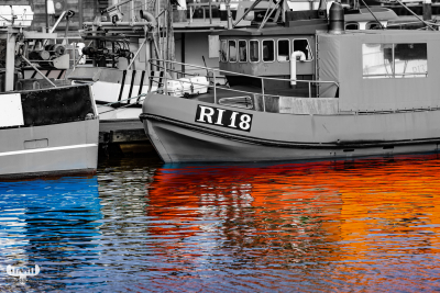 11879 - Fishing boats in Hvide Sande havn harbor - art version