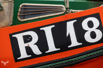 11883 - RI 18 Fishing boat number in Hvide Sande havn harbor