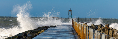 11939 - Sea spray wall at Nr.Vorupør pier - panorama