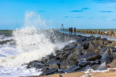 11951 - Heavy sea spray at Nr.Vorupør pier