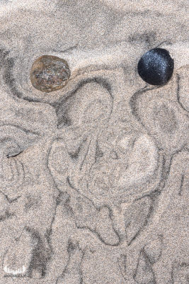 11985 - Sand glance - sand structures and stones  at Sortebærdalen Strand