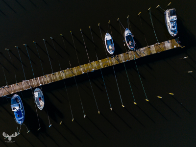 12040 - Ringkøbing havn harbor from above - boats on pier