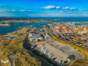 12082 - Hvide Sande from above - town and harbor