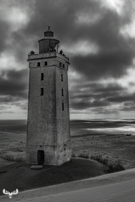 12657 - Rubjerg Knude Fyr ligthouse in B/W