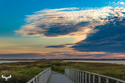 12709 - Bagges Dæmning bridge with dramatic sunset cloud sky
