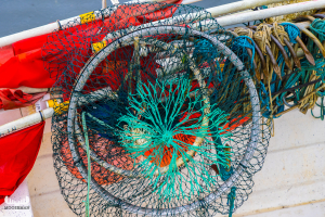 12727 - Fishing nets on boat in Ringkøbing havn harbor