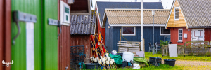 12731 - Fisherman's huts panorama at Ringkøbing havn harbor