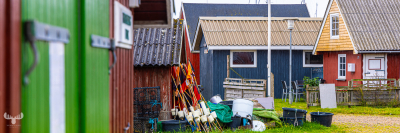 12731 - Fisherman's huts panorama at Ringkøbing havn harbor