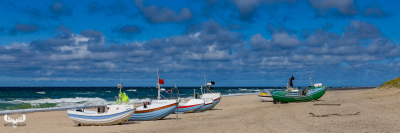 12750 - Fishings boats panorama at Stenbjerg Landingsplads