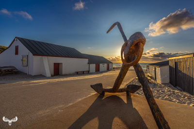 12775 - Houses and ancor at Stenbjerg Landingsplads