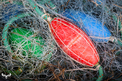 12932 - Colorful floats in fishing net
