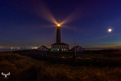 12995 - Det Grå Fyr lighthouse with blue sky and moon