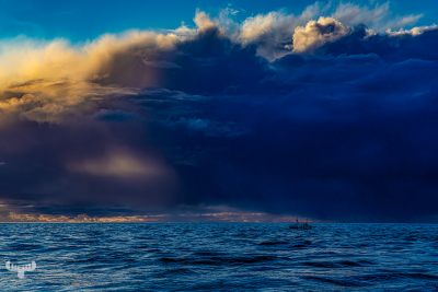 13558 - Fishing Boat on North Sea at Hvide Sande with dramatic sky
