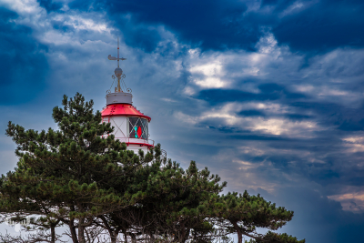 13772 - Sletterhage Fyr Lighthouse top with tree and sky