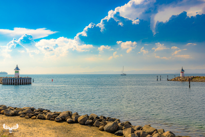 13807 - Ebeltoft harbour with lighthouses