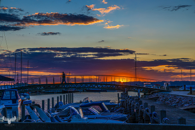 18833 - Ebeltoft Havn - Harbor bridge at sunset