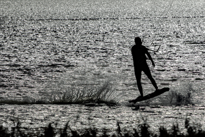 13979 - Kitesurfer on Ringkøbing Fjord B/W