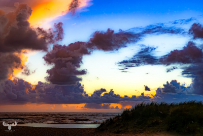 14002 - Hvide Sande North beach sunset with dramatic clouds