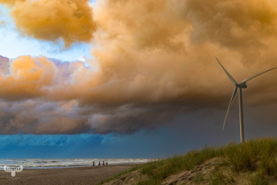 14004 - Hvide Sande North beach with segways and wind turbine