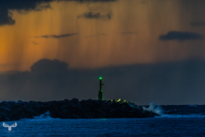14018 - Hvide Sande South beach green starboard beacon fire