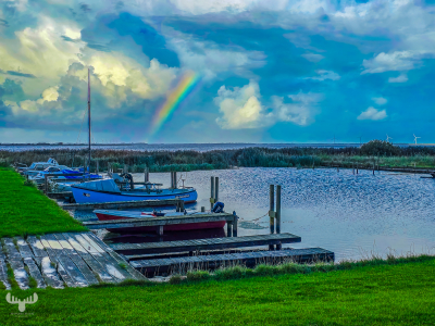 14034 - Røjklit Havn harbor with rainbow