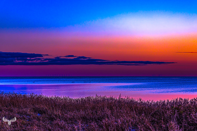 14145 - Sunset colors at Kloster surfspot at Ringkøbing Fjord
