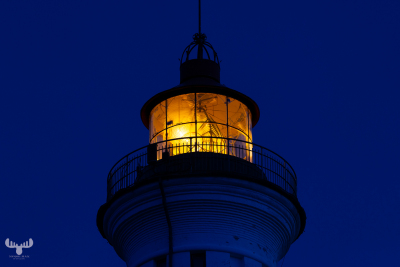 14148 - Nr.Lyngvig Fyr lighthouse lantern room at night