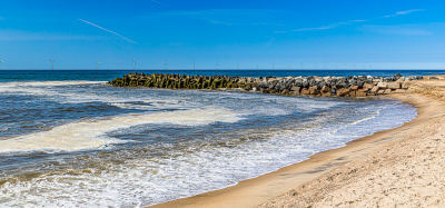 14456 - Bovbjerg Klint North Sea beach with breakwater