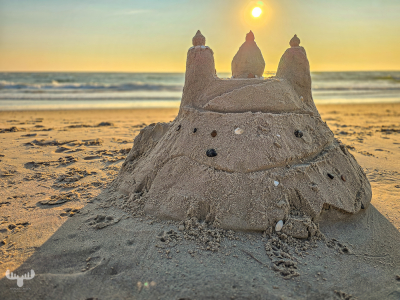 14631 - Sandcastle at North Sea sunset