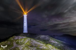 9427 - Nr.Lyngvig Fyr lighthouse night - light painted