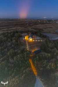 11222 - Nr.Lyngvig Fyr lighthouse view from top down to lighthouse keeper houses