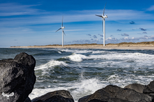 Wind turbines at Hvide Sande North beach