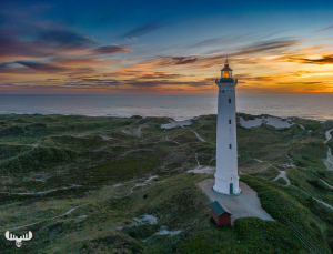 Nr.Lyngvig Fyr lighthouse at sunset