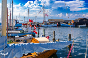 13818 - Ebeltoft Havn - Harbor with boats and houses