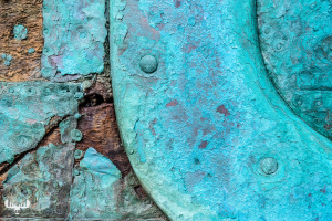 13840- Ebeltoft - Fregatten Jylland boat hull detail with metal and wood
